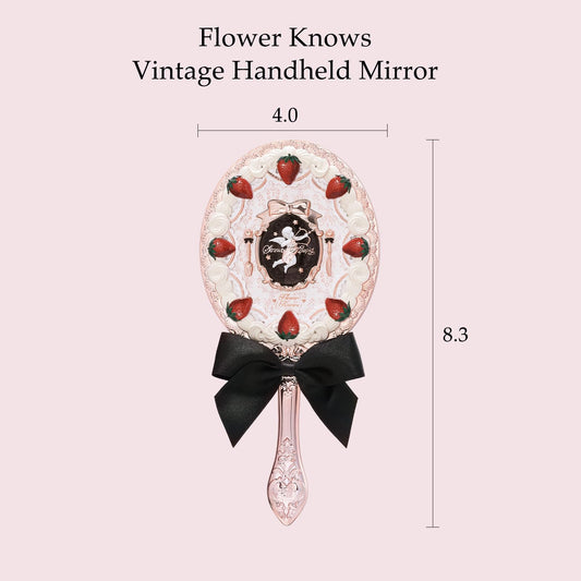 Flower KnowsStrawberry Cupid Hand Mirror,Vintage Handheld Mirror,Fancy & Pretty Princess Mirror with Long Handle,Gift for Girls & Women BLACK