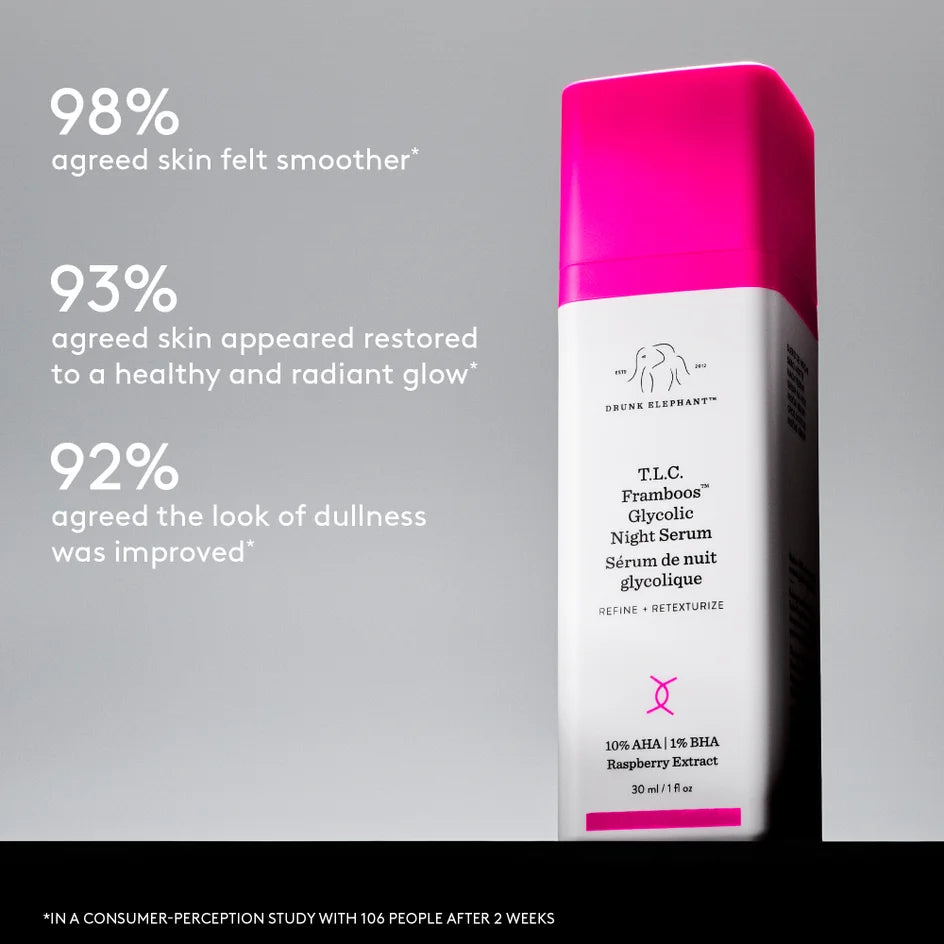 Drunk Elephant T.L.C. Framboos Glycolic Serum - Exfoliating AHA Serum - Clean Clinical Skincare