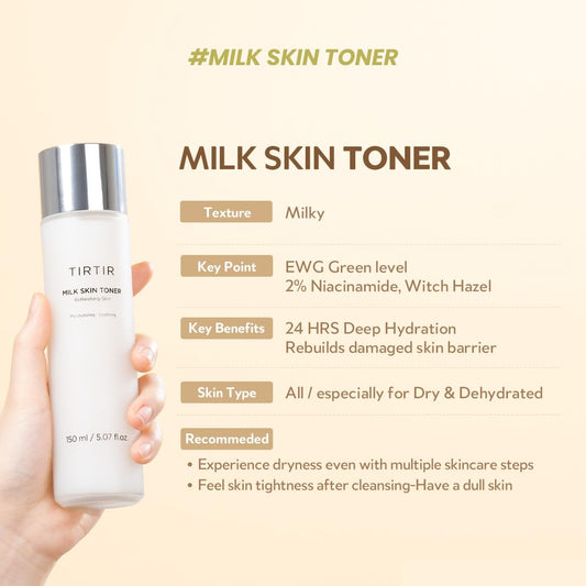 TIRTIR Milk Skin Toner Light  Instant Hydration with 4% Niacinamide-150 ML